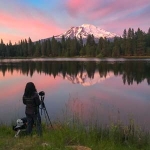 April photographs sunset during the Moun Shasta Photography Workshop.