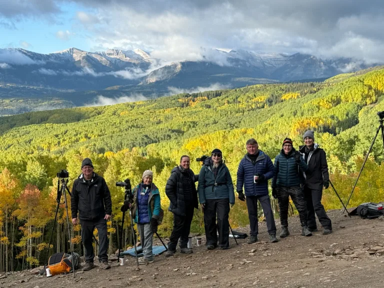 Our group photo after an epic sunrise during our fall colors workshop.