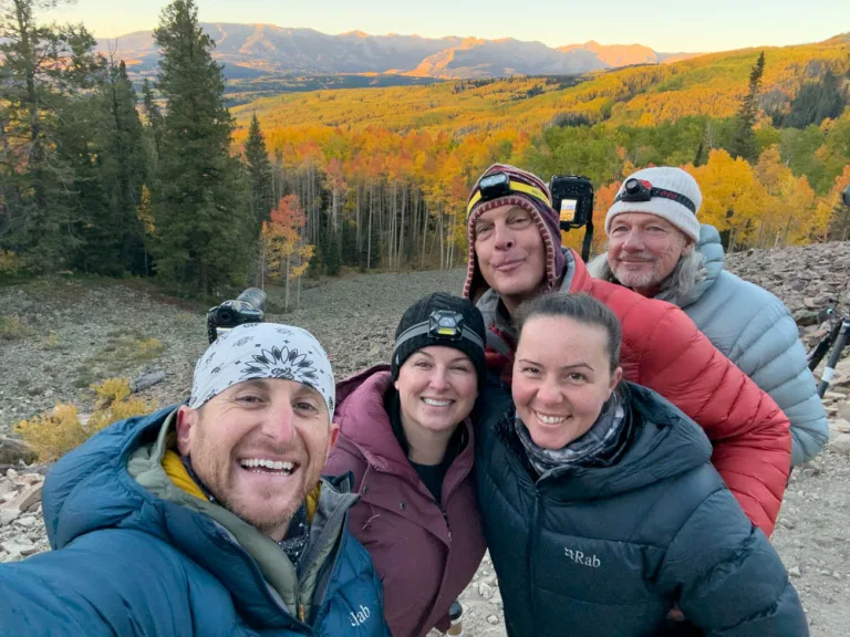Group photo from our Night Photography Workshop during our Fall Colors workshop in Colorado.